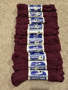 Bucilla Ever match Tapestry Wool Yarn Lot of 10 Color 1979 Burgundy Wine 40 Yds - Picture 1 of 6
