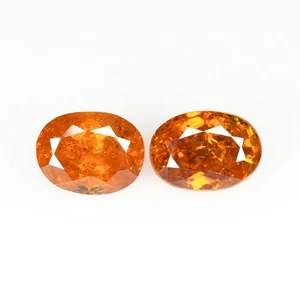1.62 Ct [2 Pcs Pair] Oval 6.3 x 4.5 MM 100% Natural Mandarin Orange Sphalerite ! - Bild 1 von 5