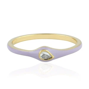 Anillo con banda de diamantes naturales de oro amarillo sólido de 14 k para joyería de esmalte de boda - Imagen 1 de 6