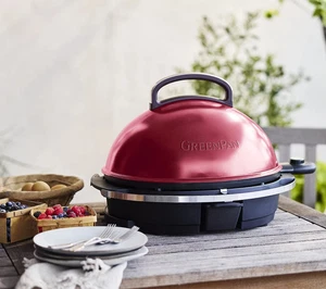 GreenPan 2-in-1 Indoor Outdoor Electric Grill w/ Griddle Plate & Stand Cinnamon - Picture 1 of 8