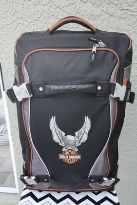Harley Davidson  28"x14x13 Wheeled Zipped Black Canvas Luggage Adjustable Straps - Image 1 of 4