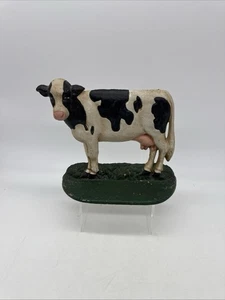 Vintage Cast Iron Cow Door Stop Bookend Dairy Cow Cottage Farmhouse 7” X 6” - Picture 1 of 12