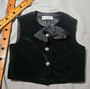 Vintage Gay Gibson Vest Youth Girls Size 5 Black Wool Blend Velour Button Luxury - Picture 1 of 12
