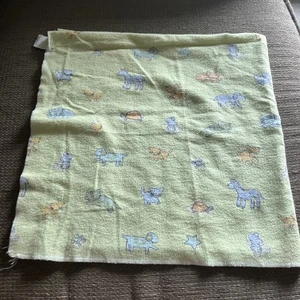 Vintage Circo Flanell Baby Empfangsdecke grün blau Katze Hund 27x27" - Bild 1 von 7