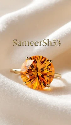 Diamante naranja de corte redondo de 2 quilates | Anillo de oro de 14 quilates cultivado en laboratorio | por SameerSh53 💍 Foto 1 de 4