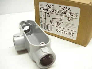 Box of 10- Oz Gedney Ozg T-75A 3/4″ Aluminum Conduit Body - Picture 1 of 3