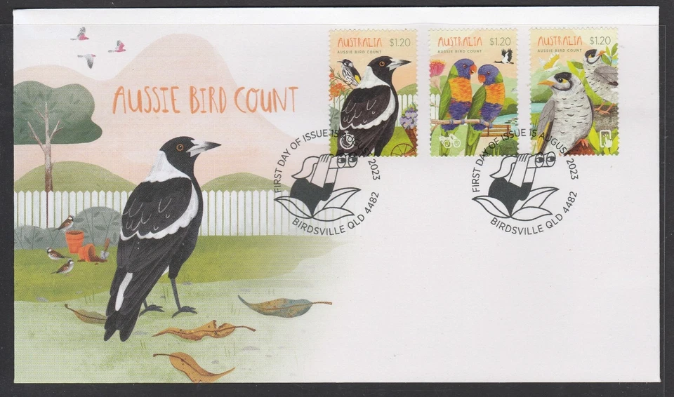 AUSTRALIA 2023 - Aussie BIRD COUNT  Set of 3  V F USED on FDC  - in stock now - Image 1 of 1