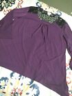 Jaclyn Smith Plum And Black 3/4 Sleeve Shirt Black Lace #Purple