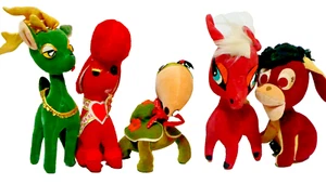 Vintage 1960s Kamar Mixed Lot of 5 Saw Dust Stuffed Animals Japan - Picture 1 of 8