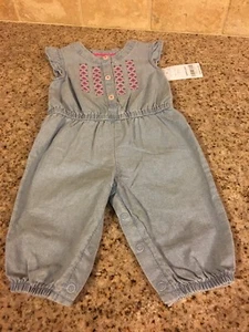 Mono de mezclilla Carter's para bebés niñas TALLA 3 MESES bordado sin mangas NUEVO - Imagen 1 de 6