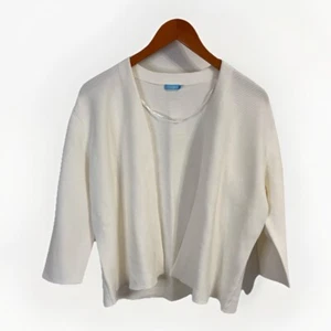 J McLaughlin Women' Cardigan XLarge White Open Ribbed Career Office Professional - Picture 1 of 8