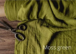 Moss Green Linen Fabric by the Yard - Soft Material for Sewing - Crafts & Decor - Picture 1 of 4