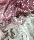 Tissu multicolore motif paillettes Annette broderie coupé par cour/mètre