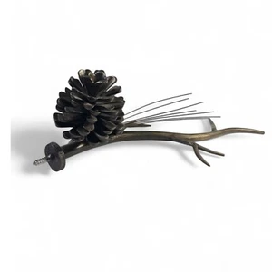 Pine Cone on Branch Finial Copper Needles for 3/4" Curtain Rod Fun Wall Decor - Picture 1 of 10