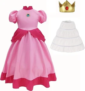 Princess Peach Classic Girls Costume 120(6-7) Medium Super Mario Brothers - Picture 1 of 4