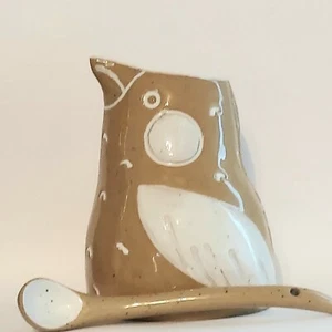 Knotenarbeit Vogel Milchkännchen + Keramik Löffel Set hellbraun Vogel - Bild 1 von 12