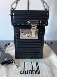 DUNHILL BLACK GT LEATHER LOCK BAG MADE IN ITAYL RETAIL £1850 BNWT - Picture 1 of 18