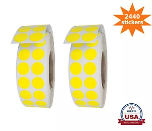 Royal Green Round Dot Stickers 17mm Neon Yellow 2440 Pack on Rolls - Picture 1 of 9