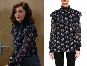 TED BAKER Lovebirds floral print frill ruffle high neck blouse top victorian 1 8 - Picture 1 of 9