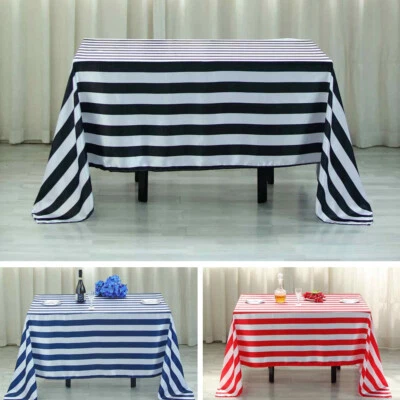60x102-Inch Satin Stripes Rectangular Tablecloth Wedding Party Event Linens - Image 1 of 4