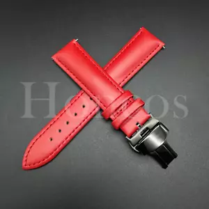 Correa de reloj de cuero rojo 18 20 22 mm cierre de liberación rápida se adapta a Casioak EE. UU. - Imagen 1 de 20