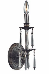 Foyer or Dining Room Dark Bronze Color with Crystal Wall Sconce Light Fixture - Picture 1 of 2
