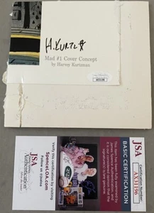 Harvey Kurtzman d.1993 signé coupe signature Mad #1 concept art couverture avec certificat d'authenticité JSA - Photo 1/6