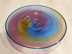 Tibusjö Signed Large 16" Multi-Colored Glass Plate PLATTER CHARGER STUDIO ART - Picture 1 of 6