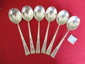 (6) Wallace Silverplate Gumbo Soup Spoons, 1924 Buckingham #20 - Picture 1 of 4