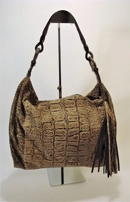 Bolso Hobo de Hombro CARLOS FALCHI Grande PITÓN PIEL DE SERPIENTE Marrón Taupe Sin Estructura Foto 1 de 4