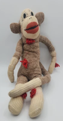 Sock Monkey with hat vintage shabby pre-loved condition ripped tears SEE PHOTOS - Image 1 of 4