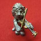 Vintage Spoontiques S81 Miniature Pewter Lion Playing Gold Violin