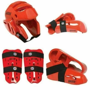 Juego de 7 piezas de engranajes de combate de karate rojo casco mano pie manitas - Nuevo - Imagen 1 de 1