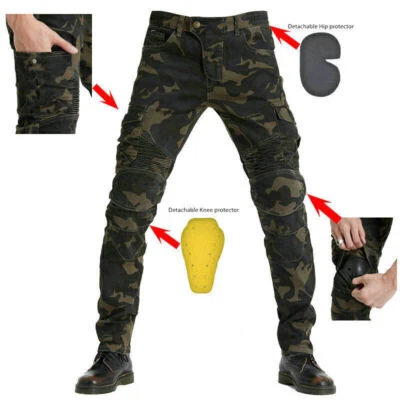 Men Women Motorcycle Jeans Combat Pants Denim Biker Race Moto Trousers With Pads Foto 1 de 4