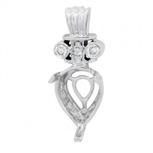 Pendant Semi Mount Pear Shape 10x8mm In 14K White Gold With Diamonds (39000) - Picture 1 of 6