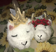 Claire’s Plush Llama Reindeer Ear Muff  Keychain Backpack Clip Christmas Lot