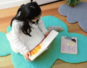Kids Rug, MINT BLUE Cloud Rug, Nursery Baby Floor Mat Decor wool, LARGE - Picture 1 of 3