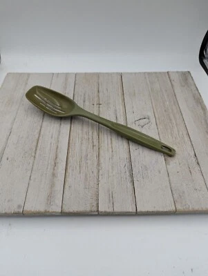 Vintage Foley #2 Olive Green Nylon Plastic Slotted Spoon 11" - Image 1 of 4