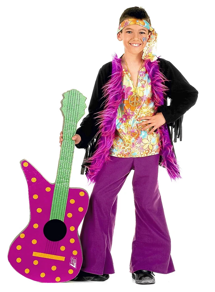 Disfraz hippie de los años 60 para niños vestido elegante conjunto Foto 1 de 1