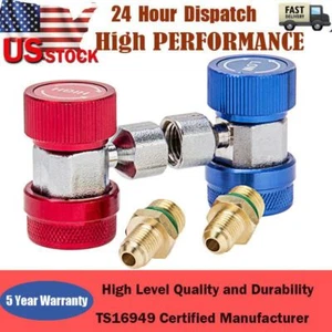 New High&Low Quick Couplers Adapters Refrigeration AC Manifold Gauge T Connector - Imagen 1 de 8
