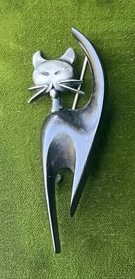 复古中世纪 MCM 原子木/锡猫胸针胸针 - 手工艺品 — 第 1/4 张图片