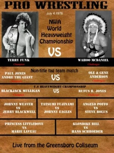 Póster personalizado 8"x10' Old School Pro Wrestling Flyer Terry Funk Wahoo McDaniel NWA - Imagen 1 de 1