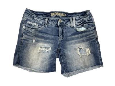 女式 13 码中号水洗 Y2K 中腰宽松牛仔裤短裤 - Bongo — 第 1/4 张图片