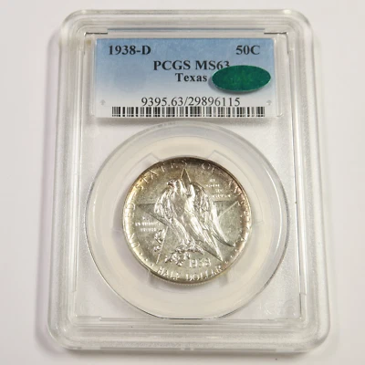 1938 D PCGS CAC MS63 - Silver Texas Commemorative Half Dollar 50c US Coin 53113A - Image 1 of 2