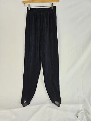 VTG Crushed Velvet Ribbed Pants Womens Size Small Black Stirrup Pants 80s 90s  - Image 1 of 4