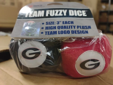 Officially Licensed NCAA Georgia Bulldogs 3" Fuzzy Dice New in Bag Cover