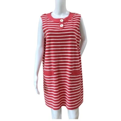 New  boden Shift Dress womens Size 12 striped Orange fleece Sleeveless  casual - Image 1 of 4