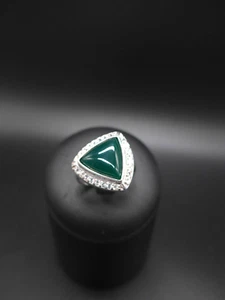Ring Größe 57 925 SILBER Sterling Vintage Zirkonia Modern Zeitlos Elegant Jade - Bild 1 von 4