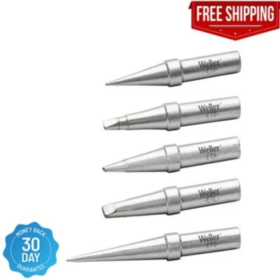 BRANDED Weller WE1010 Soldering Tip Set 5 Pack ETA ETB ETC ETP TETS for Soldering Sta...