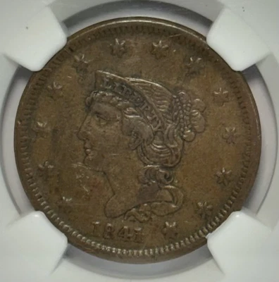 1841 Braided Hair Large Cent - NGC XF 40 BN - Image 1 of 4